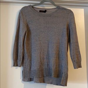 The Limited Gray and Silver 3/4 Sleeve Sweater